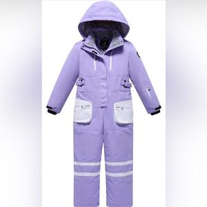 Purple and White Hooded Snowsuit